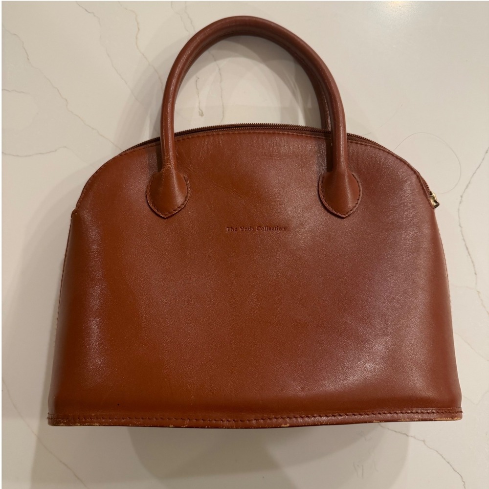 The Yada Collection Brown Dome Satchel Handbag Vintage Minimalist Bag Synthetic